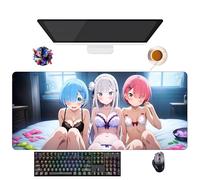 Tapis de Souris Anime Re Zero Emilia REM | Tapis Gamer XXL (90 x 40 cm) | Base Antidérapante + Surface Douce | Parfait pour Bureau et Gaming (2)