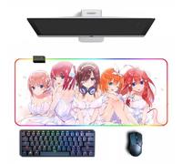 Tapis de souris Anime The Quintessential Quintuplets Anime RGB Tapis de souris avec différents modes d'éclairage Grand tapis de souris en caoutchouc