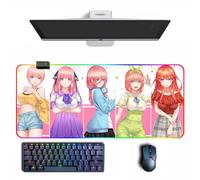 Tapis de souris Anime The Quintessential Quintuplets Anime RGB Tapis de souris avec différents modes d'éclairage Grand tapis de souris en caoutchouc