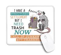 Tapis de souris antidérapant avec bords cousus « I Have Structured Settlement But I Need Trash Now » - Cadeau amusant pour les collègues amateurs d'opossum - Tapis de souris pour ordinateur portable