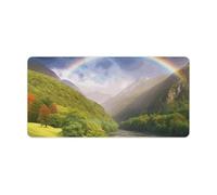 Tapis de souris antidérapant motif vallée de montagne avec arc-en-ciel, grand tapis de bureau pour ordinateur et ordinateur portable, protection pour ordinateur portable, blocs-notes pour bureau et ma