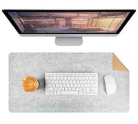 Tapis de souris antidérapant, Sous-main de bureau en feutre, Tapis de clavier extra large, Sous-main de bureau double usage(Gray,60x30cm)