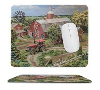 Tapis De Souris Aquarelle Américain Western Camion Rouge Ferme Moulin À Vent Portable Tapis De Souris Gamer Doux Mouse Pad pour Ordinateur Jeux Pc 25X30Cm