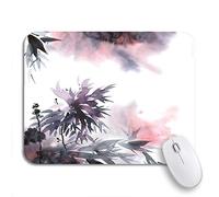 Tapis De Souris Aquarelle Et Encre De Fleurs, Feuilles, Fumée en Sumi Tapis Souris Résistant À Usure Tapis De Souris Carré, pour Ordinateur, Ordinateur Portable, 25 x 30cm
