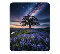 Tapis de souris arbre sous la voie lactée avec fleurs violettes nature nuit paysage cosmique décoration inspirante pour bureau bureau tapis de souris tapis de souris