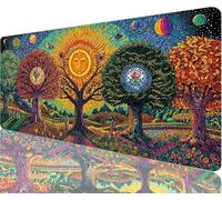 Tapis de Souris Arbre Tapis de Souris Gaming xxl 600x400x3mm, Quatre Saisons Mouse Pad Imperméable et Antidérapant les Bords à Double Couture Assurent Durabilité,Tandis Microfibre Cadeaux Homme N1-302