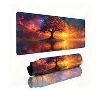 Tapis de Souris Arbre Tapis de Souris XXL Ciel Étoilé Mouse Pad 800x300x3mm, Base Caoutchouc Anti-Dérapant, Améliore la Précision et la Vitesse, Texturée Résistant à Usure Lavable, Durable 0B-327