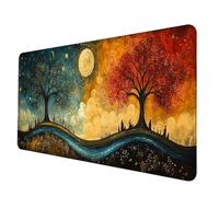 Tapis de Souris Arbre Tapis Souris XXL 120 x 60 cm, Imperméable Mousepad Paysage Motif Bords Cousus Conception Accessoire Bureau Base en Caoutchouc Antidérapant Surface pour Gamer, Bureau -hjw25067G