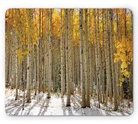 Tapis De Souris Arbres De Tremble Feuilles Chaudes dans La Neige Paysage du Début De l'hiver Tapis De Souris D'Ordinateur Doux Tapis Souris, pour Ordinateur, Ordinateur Portable, 25x30cm