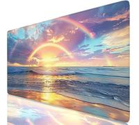 Tapis de Souris Arc-en-Ciel Tapis de Souris XXL 1000 x 500 mm, Mouse Pad Couleur avec Base Anti-Dérapage, Design Durable et Imperméable, Améliore la précision et la Vitesse, Accessoire Bureau K0-1095