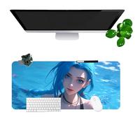 Tapis de Souris Arcane War of Two Cities|Tapis de Souris Mignon Grand|Tapis de Souris Bleu Gaming|Tapis de Souris XXL 900x400|Tapis de Bureau|Imperméable - Antidérapant|Jinx (31,5 x 11,8 x 0,1 po)