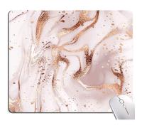 Tapis de souris Armanza en marbre rose et or rose pour femme, lavable, carr , en tissu, antid rapant, pour ordinateur de bureau
