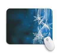 Tapis De Souris Arrière-Plan De Vacances De Noël Aux Couleurs Bleues, Lacs De Neige, Flocons De Neige, Hiver Tapis De Souris Antidérapant Lavable Tapis De Souris Carré, pour Maison, 25 x 30cm