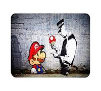 Tapis de Souris Aspect Cuir Street Art Mario Graffiti - 22 x 18 cm