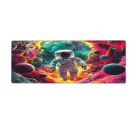 Tapis de souris astronautes debout dans le ciel dans la voie lactée avec base en caoutchouc antidérapant étendue avec bords cousus, grand tapis de souris pour jeux vidéo, ordinateur de bureau 30 x 80