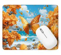 Tapis de Souris Automne, 32 x 26 cm Tapis de Souris Gamer Mousepad, ase en Caoutchouc Imperméable et Antidérapante, Carré Papillon Mouse Pad avec Bords Surpiqués, Noël Décoration Cadeaux p1j-408