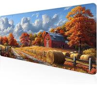 Tapis De Souris Automne,Sous Main Bureau Ferme Tapis De Souris XXL Gaming 800x400x3mm Protege Bureau Avec Base AntidéRapante,Durable Et ImperméAble Tissu Texturé En Microtissu AméLiore PréCision Y1-54