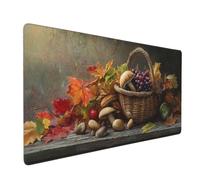 Tapis de Souris Automne Tapis de Souris Gamer xxl 900x500x3mm Mouse Pad Feuilles, Bords Surpiqués, Base en Caoutchouc Imperméable et Antidérapante, Améliore la Précision et la Vitesse, PC Bureau D-928