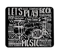 Tapis de souris avec base en caoutchouc antidérapant, glisse facile, pour ordinateurs, ordinateurs portables, jeux, bureau et maison, 30 x 24,9 cm, Let's Play Music Rock Drums