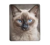 Tapis de souris avec base en caoutchouc antidérapant, imperméable et confortable avec bords cousus, beau tapis de souris de jeu motif chat siamois, lavable, pour ordinateur, ordinateur portable