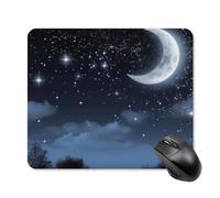 Tapis de souris avec base en caoutchouc antidérapant, motif lune à suspendre avec bords cousus pour ordinateur, ordinateur portable, bureau à domicile