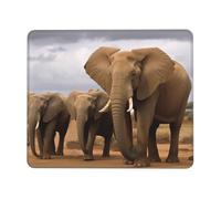 Tapis de souris avec bords cousus confortables - Imperméable et antidérapant - Famille d'éléphants - Tapis de souris carré lavable pour bureau, maison, ordinateur portable, 21,1 x 26,2 cm