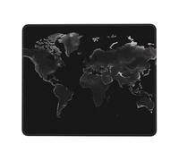 Tapis de souris avec bords cousus confortables - Imperméable et antidérapant - Motif carte du monde - Tapis de souris carré lavable pour bureau, maison, ordinateur portable, 21,1 x 26,2 cm