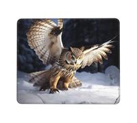 Tapis de souris avec bords cousus confortables - Imperméable et antidérapant - Motif hibou volant - Tapis de souris carré lavable pour bureau, maison, ordinateur portable - 21,1 x 26,2 cm