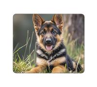 Tapis de souris avec bords cousus imperméable avec base en caoutchouc antidérapant, berger allemand, chiot allemand, tapis de souris lavable, pour ordinateur portable, bureau, maison 25 x 30 cm