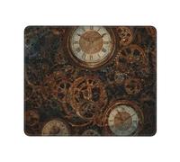 Tapis de souris avec bords cousus imperméable avec base en caoutchouc antidérapant, motif horloge steampunk rouillée, tapis de souris lavable pour ordinateur portable, bureau, maison 25 x 30 cm
