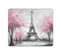 Tapis de souris avec bords cousus imperméable avec base en caoutchouc antidérapant, motif Tour Eiffel, pour ordinateur portable, bureau, maison 25 x 30 cm