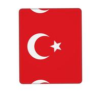 Tapis de souris avec bords en caoutchouc - Motif drapeau de la Turquie - 20,1 x 24,1 cm - Pour bureau, bureau, ordinateur portable