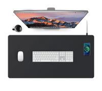 Tapis de souris avec chargement sans fil, tapis de souris de jeu à charge rapide, surface imperméable et antidérapante, facile à nettoyer, 81,3 x 40,6 x 0,4 cm, noir (port de charge du côté droit)