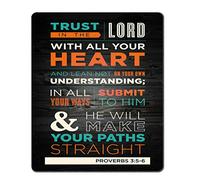 Tapis de souris avec citations et proverbes de la Bible chrétienne 3:5, Trust in The with All Your Heart Tapis de souris vintage Motif floral en bois