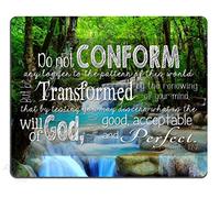 Tapis de souris avec citations inspirantes chrétiennes et versets de la Bible - Ne vous conformez plus aux manières de ce monde mais soyez transformé par le renouvellement de votre esprit