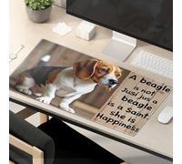 Tapis de souris avec inscription « Work Funny A Beagle Is Not Just A Beagle, She Is Happiness ». Tapis de souris pour ordinateur de bureau Grand tapis de souris