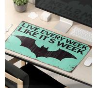 Tapis de souris avec inscription « Work Funny Live Every Week Like It's Week » : un grand tapis de souris inspiré des chauves-souris