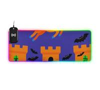 Tapis de souris avec motif licornes d'Halloween, chauve-souris, clavier lumineux, écriture moderne, 90 x 40 cm, grand tapis de souris de bureau