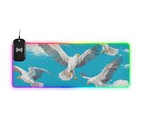 Tapis de souris avec motif oiseau chauve et dessin animé bleu ciel pour clavier et souris 90 x 40 cm