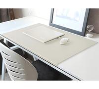 Tapis de souris avec protection des bords, tapis de bureau en cuir synthétique avec rebord de fixation, tapis de souris de jeu antidérapant, 100 x 50 cm, blanc