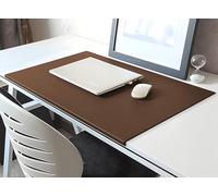 Tapis de souris avec protection des bords, tapis de bureau en cuir synthétique avec rebord de fixation, tapis de souris de jeu antidérapant, 60 x 40 cm, marron