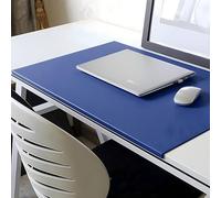 Tapis de souris avec protection des bords, tapis de bureau en cuir synthétique avec rebord de fixation, tapis de souris de jeu antidérapant, 100 x 50 cm, bleu