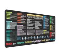 Tapis de souris avec raccourcis clavier - Accessoire antidérapant XXL pour bureau, résistant aux taches, pour comptables, études, programmeurs