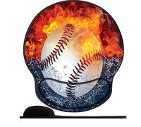 Tapis de Souris avec Repose Poignet Art Water and Fire Baseball Ergonomique Repose Poignet Gel avec Gel Antidérapant à Base de PU Tapis Souris Ergonomique Support Souris pour Bureau