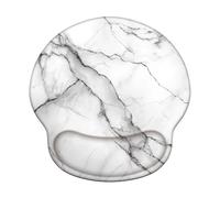 Tapis de Souris avec Repose-Poignet Ergonomique - Mousepad en Mousse à Mémoire de Forme, Base Antidérapante, Soulagement de Douleur, Tapis de Souris pour Bureau, Blanc & Marbre (226x251mm) WT#2965