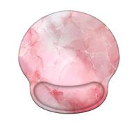 Tapis de Souris avec Repose-Poignet Ergonomique - Mousepad en Mousse à Mémoire de Forme, Base Antidérapante, Soulagement de Douleur, Tapis de Souris pour Bureau, Rose & Marbre (226x251mm) WT#2833