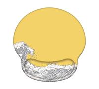 Tapis de Souris avec Repose-Poignet Ergonomique - Mousepad en Mousse à Mémoire de Forme, Base Antidérapante, Soulagement de Douleur, Tapis de Souris pour Bureau, Jaune & Flots (226x251mm) WT#2441