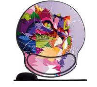Tapis de Souris avec Repose Poignet géométrique Animal Couleur Chat Ergonomique Repose Poignet Gel avec Gel Antidérapant à Base de PU Tapis Souris Ergonomique Support Souris pour Bureau
