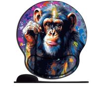 Tapis de souris avec repose-poignet - Tapis de souris de jeu avec motif de singe fumant (5) - Joli tapis de souris ergonomique en gel de silicone confortable pour ordinateur, maison, bureau, travail