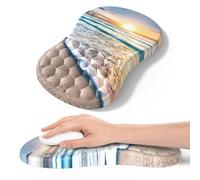 Tapis de souris avec repose-poignet, tapis souris ergonomique, mousse à mémoire de forme avec base en caoutchouc antidérapante pour ordinateur, ordinateur portable (Plage de sable)